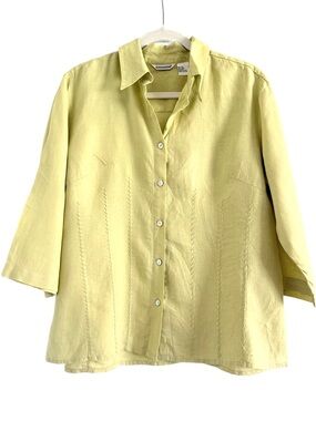🌻 Richard Malcolm Irish Linen Light Lime Button-Front Shirt XL